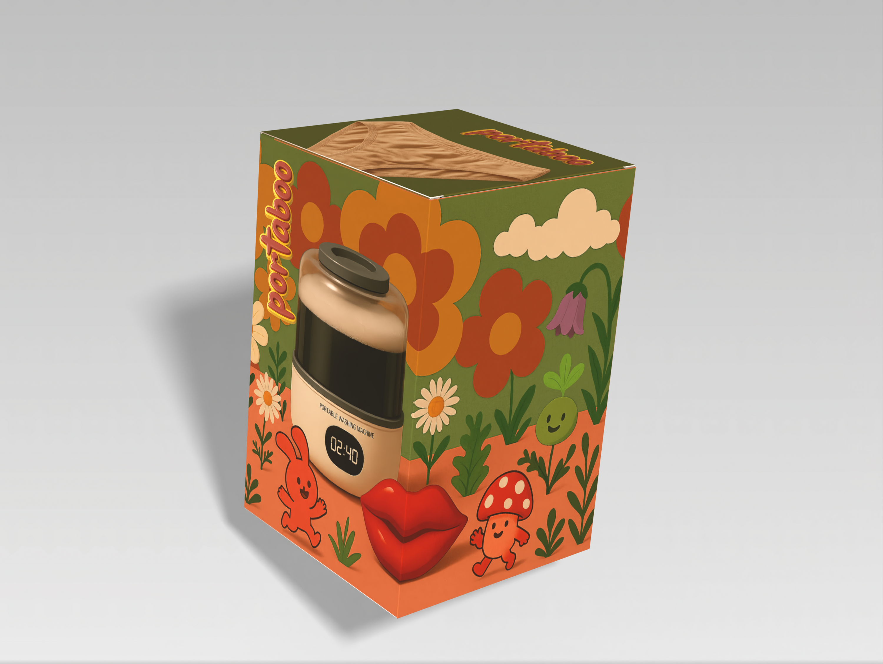 Portaboo Washeen portable washing machine in its eco-friendly paper box packaging, ready for delivery and convenient storage.