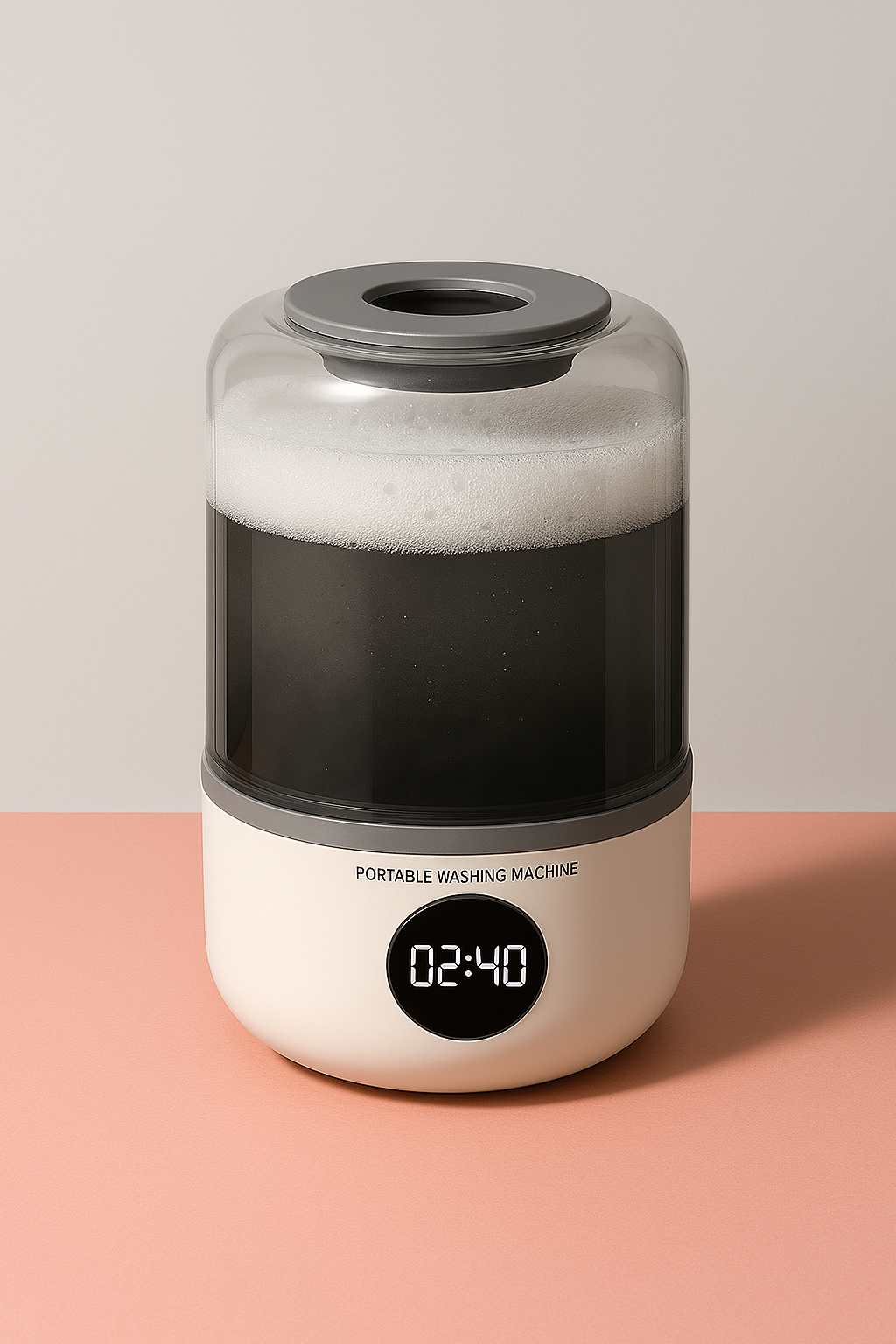 Washeen portable washing machine by Portaboo – compact, cordless, USB-C rechargeable for on-the-go laundry solutions.